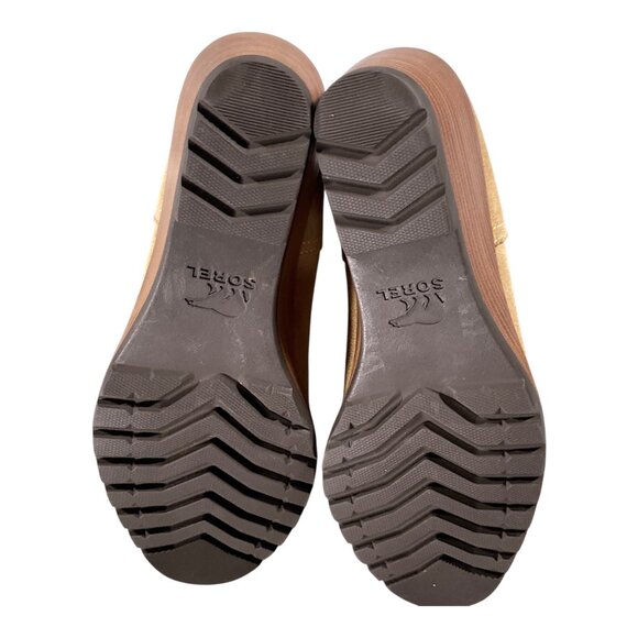 Sorel Boots Womens 7.5 Tan Nubuck Wedge Chelsea Ankle Booties After Hours Chic - Picture 2 of 15